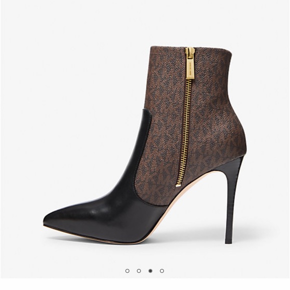 Michael Kors Black/Monogram Stiletto Ankle Booth - Picture 3 of 5